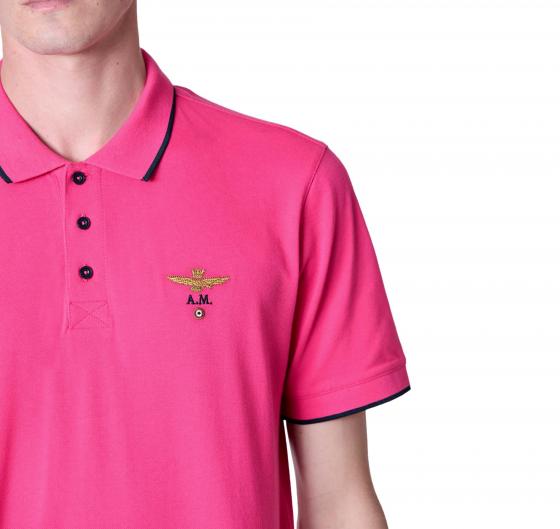 AERONAUTICA MILITARE Polo Uomo Basica In Cotone Manica Corta PO1308 Colore Magenta