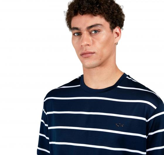 PAUL SHARK T-shirt Uomo In Cotone Perlé Con Motivo A Righe 25411018 Colore Blu