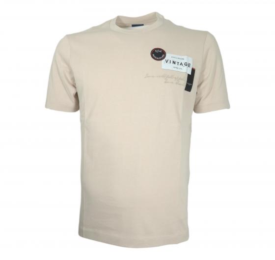 PAUL SHARK T-Shirt Uomo In Cotone Con Patch E Ricami 25411087 Colore Beige