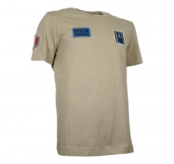 AERONAUTICA MILITARE T Shirt Uomo Con Patch Frecce Tricolori TS2411 Colore Beige