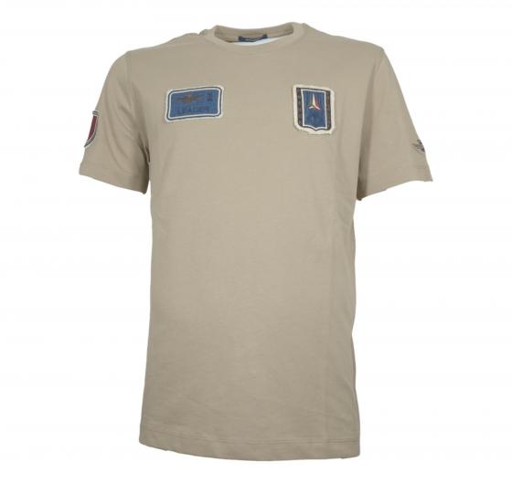 AERONAUTICA MILITARE T Shirt Uomo Con Patch Frecce Tricolori TS2411 Colore Beige