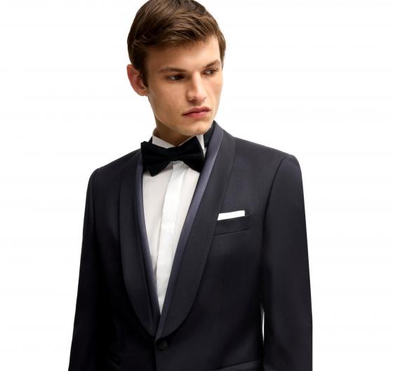 BOSS Smoking in Misto Lana con Rifiniture in Misto Seta Modello H-Huge-2Pcs-S-Tux252 50540766 Colore Blu scuro