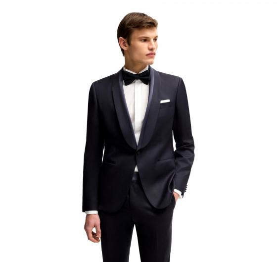 BOSS Smoking in Misto Lana con Rifiniture in Misto Seta Modello H-Huge-2Pcs-S-Tux252 50540766 Colore Blu scuro