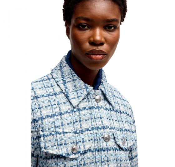 BOSS Giubbotto Donna Corto In Tweed Con Bottoni Metallici C Jafresi 50537051 Colore Blu