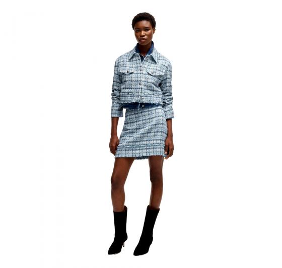 BOSS Giubbotto Donna Corto In Tweed Con Bottoni Metallici C Jafresi 50537051 Colore Blu