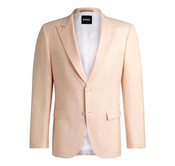 BOSS Giacca Uomo Slim Fit In Satin Di Misto Lana H Hutson Peak 50540709 Colore Arancio Chiaro