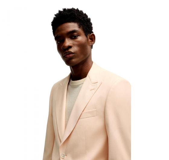 BOSS Giacca Uomo Slim Fit In Satin Di Misto Lana H Hutson Peak 50540709 Colore Arancio Chiaro