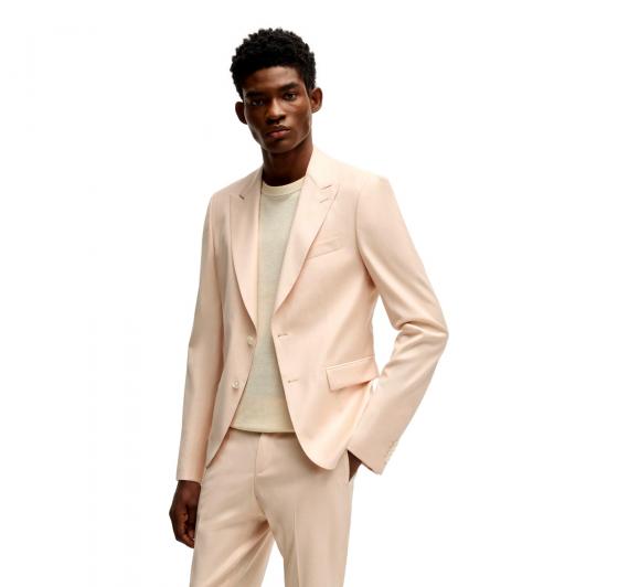 BOSS Giacca Uomo Slim Fit In Satin Di Misto Lana H Hutson Peak 50540709 Colore Arancio Chiaro
