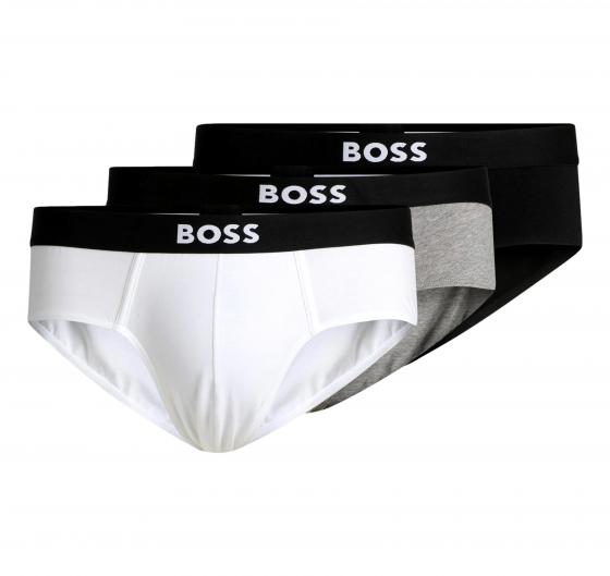 BOSS Slip Uomo in Cotone Elasticizzato con Elastico in Vita con logo in Confezione da tre BOSS ONE 50546561 Colore Bianco Grigio