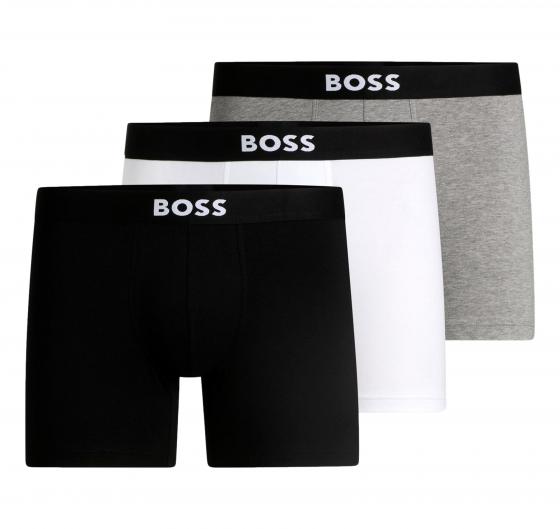 BOSS Boxer Uomo in Cotone Elasticizzato con Logo in Confezione da Tre 50544272 Colore Bianco Grigio Nero