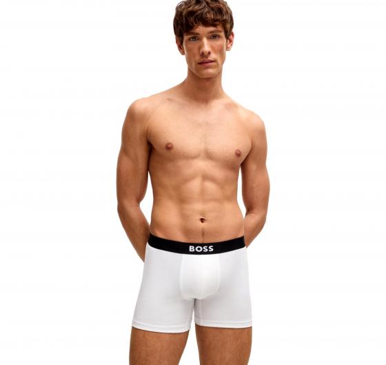 BOSS Boxer Uomo in Cotone Elasticizzato con Logo in Confezione da Tre 50544272 Colore Bianco Grigio Nero