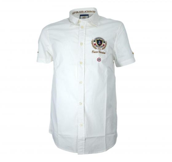 AERONAUTICA MILITARE Camicia Uomo Manica Corta Con Ricamo Sul Petto CA1285 Colore Bianco