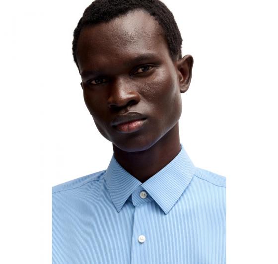 BOSS Camicia Uomo Slim Fit In Tessuto Elasticizzato Ad Alte Prestazioni A Righe P HANK s kent C1 222 50539397 Colore Celeste