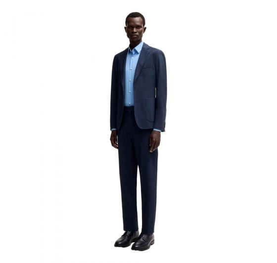 BOSS Camicia Uomo Slim Fit In Tessuto Elasticizzato Ad Alte Prestazioni A Righe P HANK s kent C1 222 50539397 Colore Celeste
