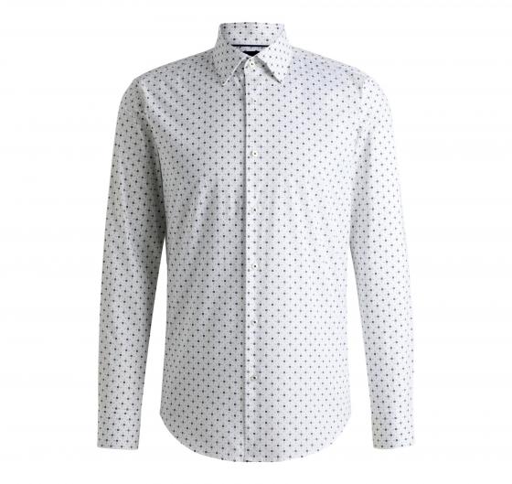 BOSS Camicia Uomo Regular Fit In Popeline Di Cotone Elasticizzato Con Stampa Modello H JOE Kent C1 214 50539178 Colore Bianco
