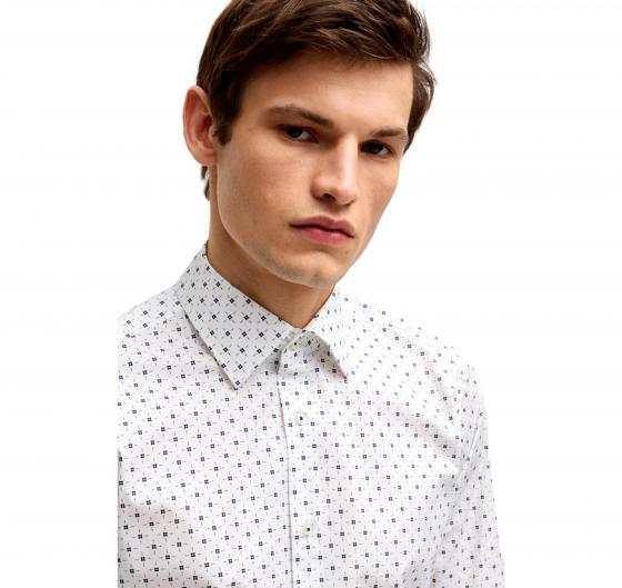 BOSS Camicia Uomo Regular Fit In Popeline Di Cotone Elasticizzato Con Stampa Modello H JOE Kent C1 214 50539178 Colore Bianco