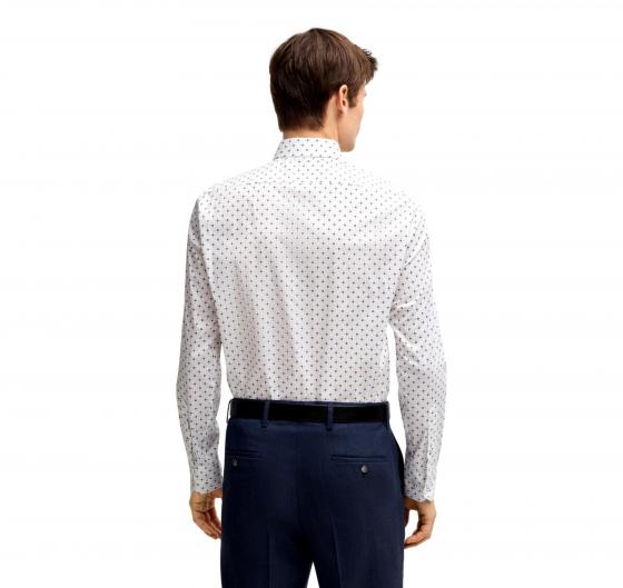 BOSS Camicia Uomo Regular Fit In Popeline Di Cotone Elasticizzato Con Stampa Modello H JOE Kent C1 214 50539178 Colore Bianco