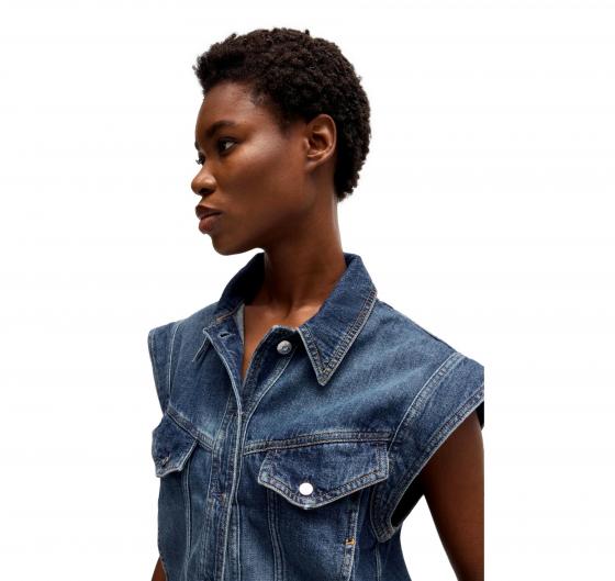 BOSS Gilet Donna Squadrato Senza Maniche In Denim Indaco Modello C DENIM VEST 1.0 50534189 Colore Blu