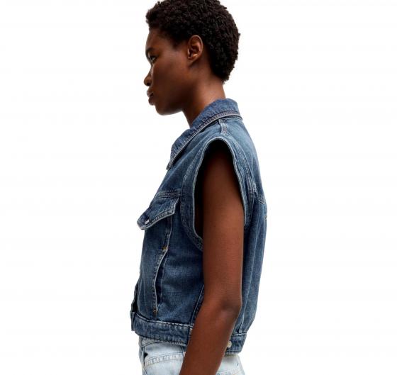 BOSS Gilet Donna Squadrato Senza Maniche In Denim Indaco Modello C DENIM VEST 1.0 50534189 Colore Blu