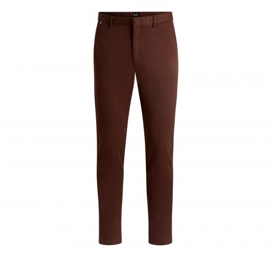 BOSS Pantalone Uomo Chino Slim Fit In Gabardine Di Cotone Elasticizzato Modello Kaito1 50487966 Colore Marrone Scuro