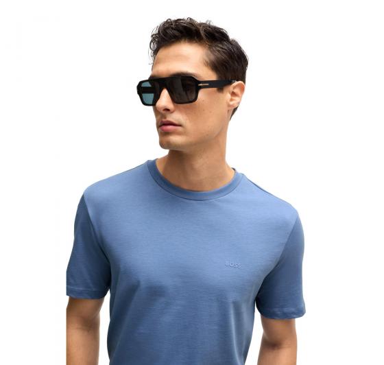 BOSS T Shirt Uomo In Jersey Di Cotone Con Logo Stampato In Gomma Thompson 50468347 459 Colore Blu