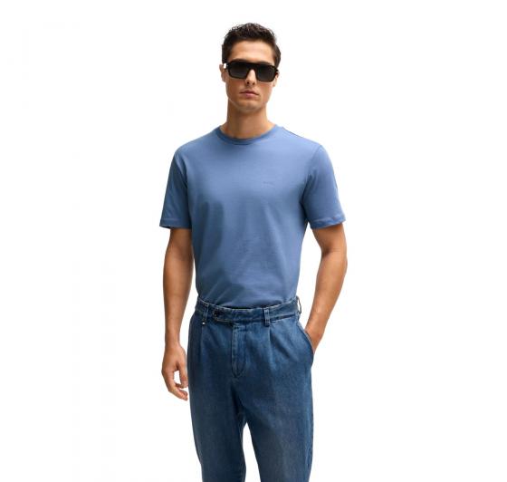 BOSS T Shirt Uomo In Jersey Di Cotone Con Logo Stampato In Gomma Thompson 50468347 459 Colore Blu