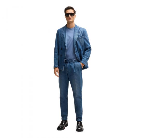 BOSS T Shirt Uomo In Jersey Di Cotone Con Logo Stampato In Gomma Thompson 50468347 459 Colore Blu