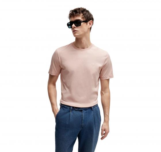 BOSS T Shirt Uomo In Jersey Di Cotone Con Logo Stampato In Gomma Thompson 50468347 849 Colore Rosa