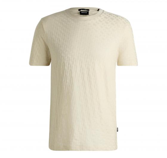 BOSS T-shirt Uomo In Cotone Mercerizzato Con Monogrammi Jacquard  MODELLO H-Thompson 80 - 50537131 131 Colore Beige