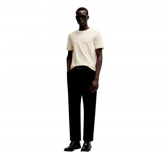 BOSS T-shirt Uomo In Cotone Mercerizzato Con Monogrammi Jacquard  MODELLO H-Thompson 80 - 50537131 131 Colore Beige