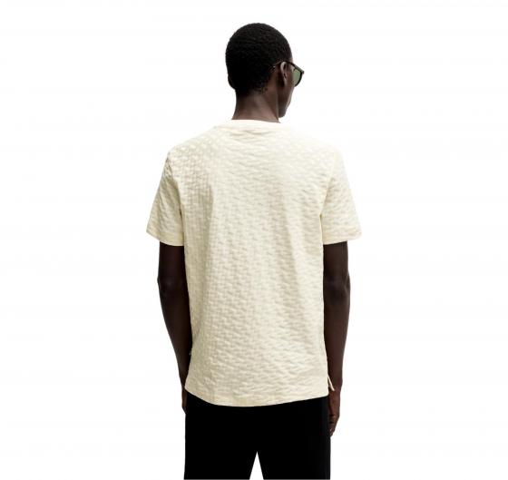 BOSS T-shirt Uomo In Cotone Mercerizzato Con Monogrammi Jacquard  MODELLO H-Thompson 80 - 50537131 131 Colore Beige
