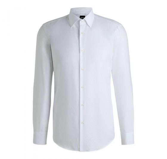 BOSS Camicia Uomo Slim Fit Con Jacquard a Foglia H HANK kent C1 214 50539245 Colore Bianco