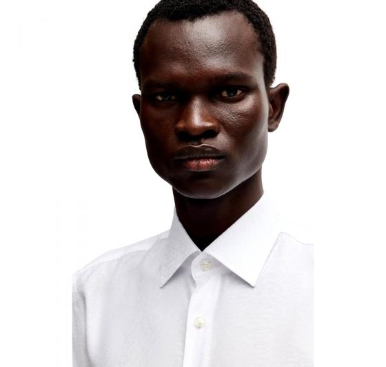 BOSS Camicia Uomo Slim Fit Con Jacquard a Foglia H HANK kent C1 214 50539245 Colore Bianco