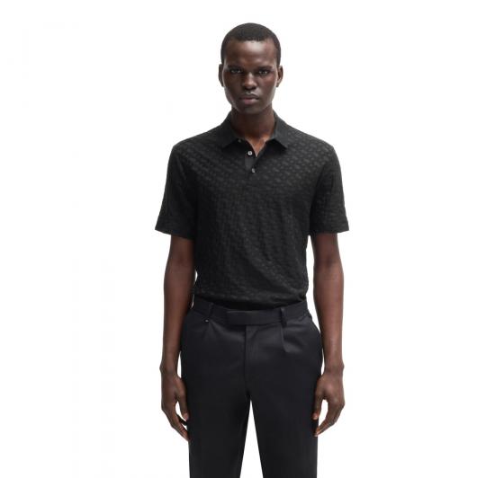 BOSS Polo Uomo In Cotone Con Monogramma Jacquard Tono Su Tono H Pack 80 50537132 Colore Nero