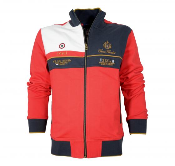 AERONAUTICA MILITARE Felpa Uomo Frecce Tricolori con Ricami FE2011 Colore Rosso