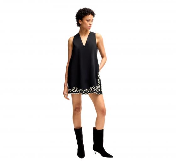 BOSS Vestito Donna In Cotone Con Ricamo A Contrasto Modello C Dembrolai 50540370 Colore Nero