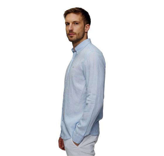 BOSS Camicia Uomo Button Down Slim Fit In Lino H Roan BD E C1 243 50520283 Colore Celeste