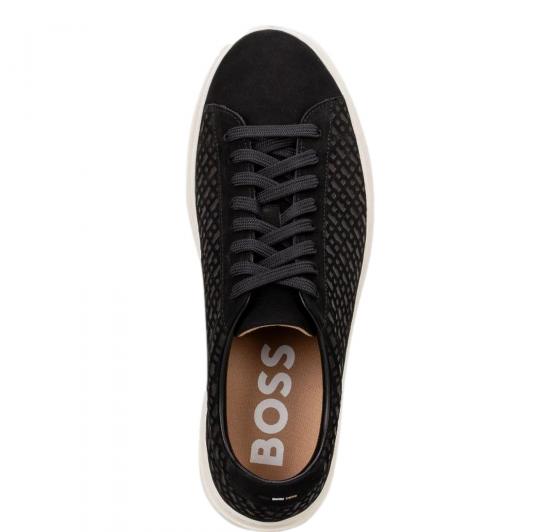 BOSS Sneakers Uomo In Pelle Scamosciata Logata Monogram Kieran Tenn numn 50542092 Colore Nero