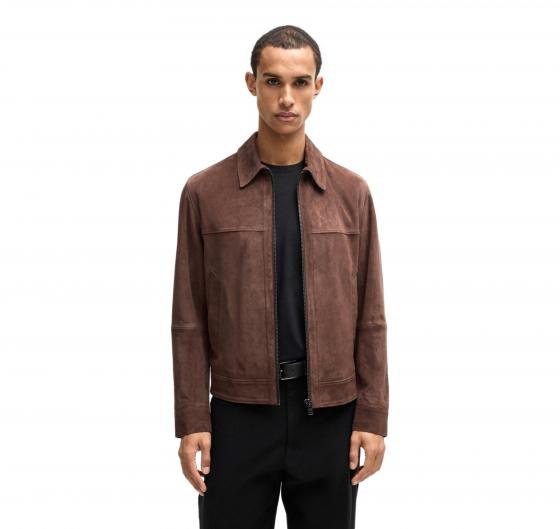 BOSS Giubbotto in Morbida Pelle Scamosciata Modello H-Malbano5  50528014 Colore Marrone