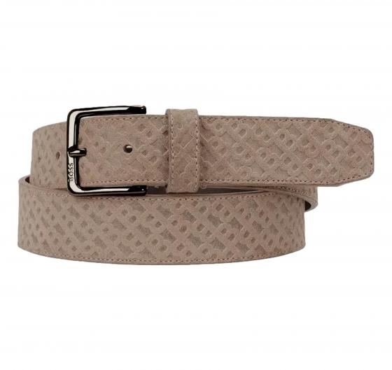 BOSS Cintura in Pelle Scamosciata con Motivo Monogrammi Modello Ronnie-Bmono-Sd 50542202 Colore Beige