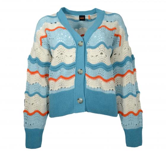 BOSS Cardigan Donna In Misto Cotone Con Lavorazione Traforata C Famon 50538316 Colore Celeste