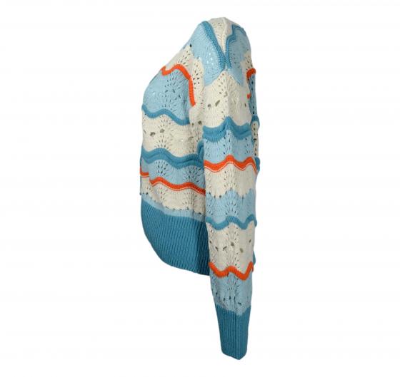 BOSS Cardigan Donna In Misto Cotone Con Lavorazione Traforata C Famon 50538316 Colore Celeste