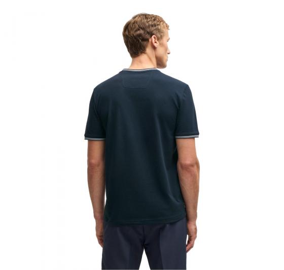 BOSS T Shirt Uomo In Cotone Elasticizzato Con Dettagli a Righe e Logo Taul 50521245 Colore Blu