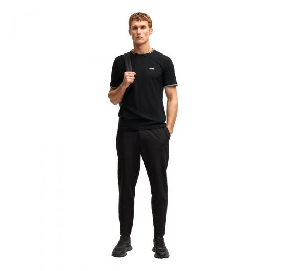 BOSS T Shirt Uomo In Cotone Elasticizzato Con Dettagli a Righe e Logo Taul 50521245 Colore Nero