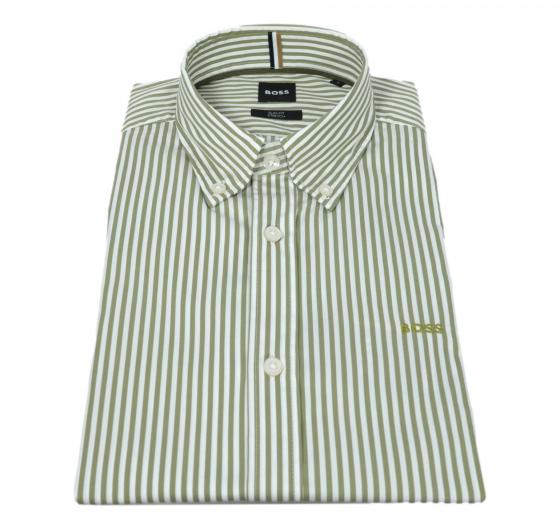 BOSS Camicia Uomo Slim Fit In Cotone A Righe H ROAN BD E C1 243 50520285 Colore Verde