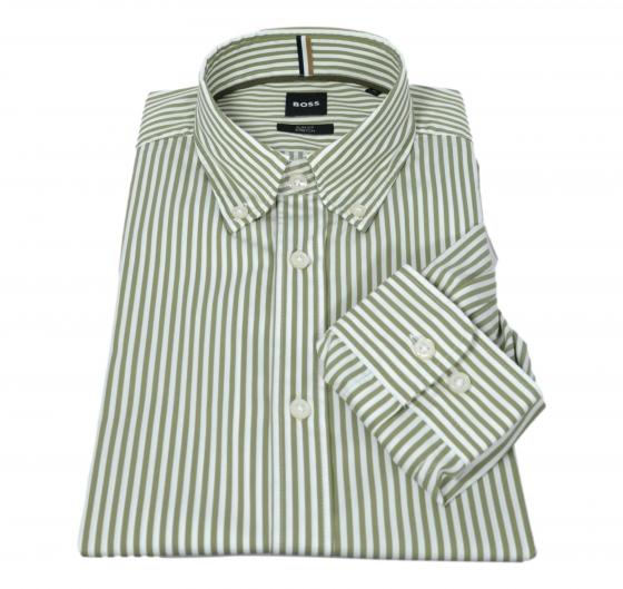 BOSS Camicia Uomo Slim Fit In Cotone A Righe H ROAN BD E C1 243 50520285 Colore Verde