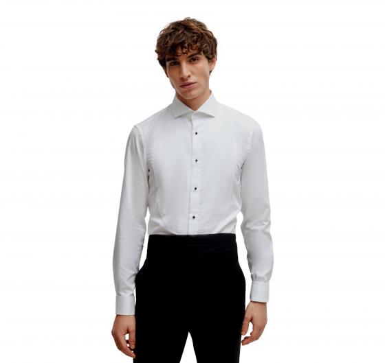 BOSS Camicia Uomo Formale Slim Fit In Popeline Di Cotone Elasticizzato Facile Da Stirare 50480070 Colore Bianco