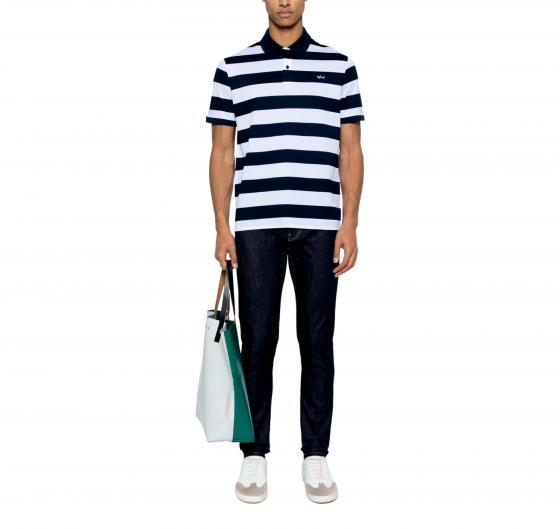 PAUL SHARK Polo Uomo In Cotone Pique Con Badge Iconico C0P1228 139 Colore Blu Bianco