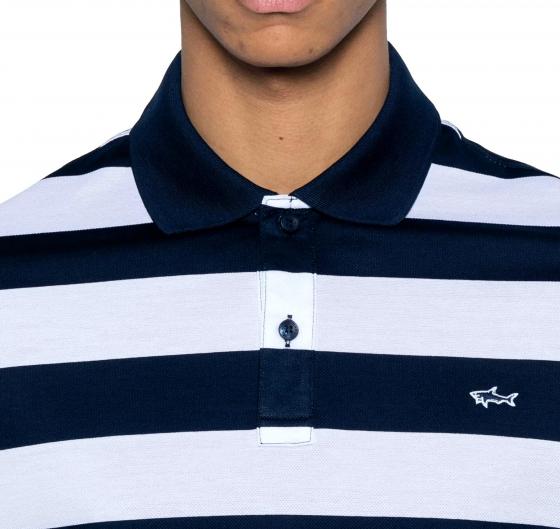PAUL SHARK Polo Uomo In Cotone Pique Con Badge Iconico C0P1228 139 Colore Blu Bianco