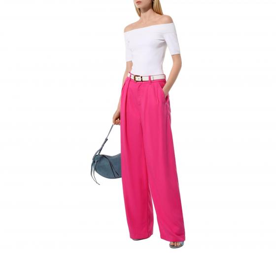 BOSS Pantaloni Donna a Gamba Larga in Morbido Twill C_Tanjura-W 50521120 Colore Fuxia